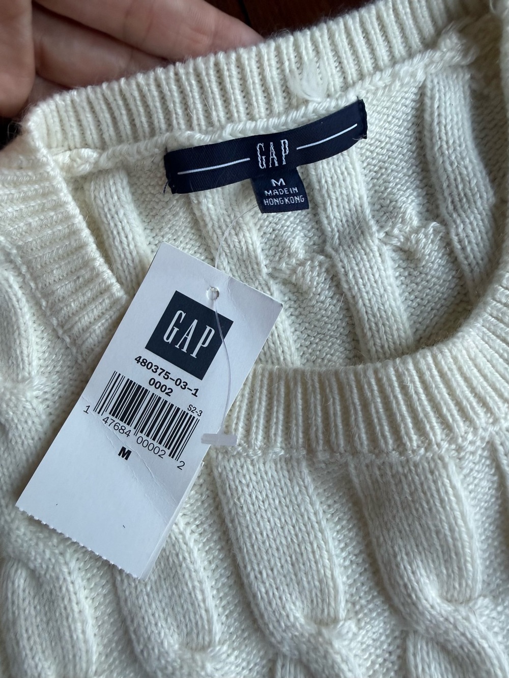 Vintage 90s GAP Ivory Cable Knit Angora Sweater BNWT - Size M - Picture 3 of 6